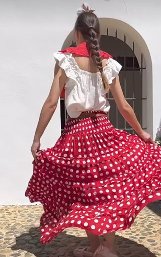 Falda flamenca lunares roja