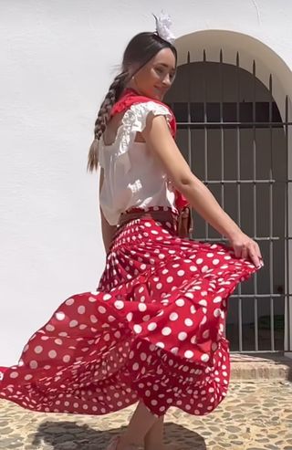 Falda flamenca lunares roja