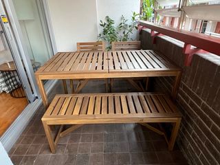 Muebles terraza: mesa, 2 sillas, banco NUEVOS