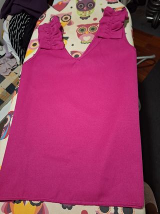 Top rosa tirantes fruncidos