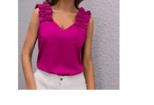 Top rosa tirantes fruncidos