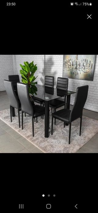 Juego Comedor 6 Sillas - Negro