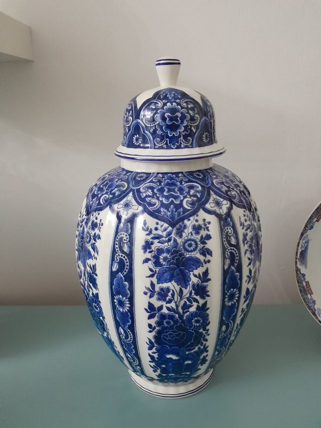 Jarrón Tibor azul y blanco Ceramichi artistiche FG