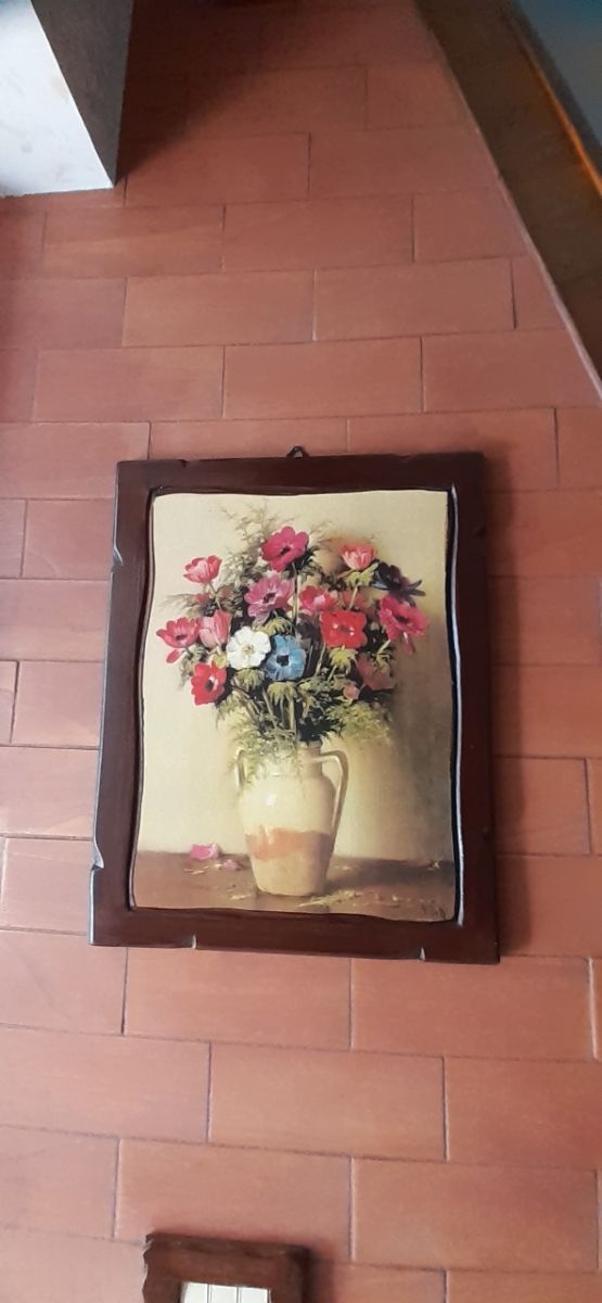 Quadro fiori vintage legno
