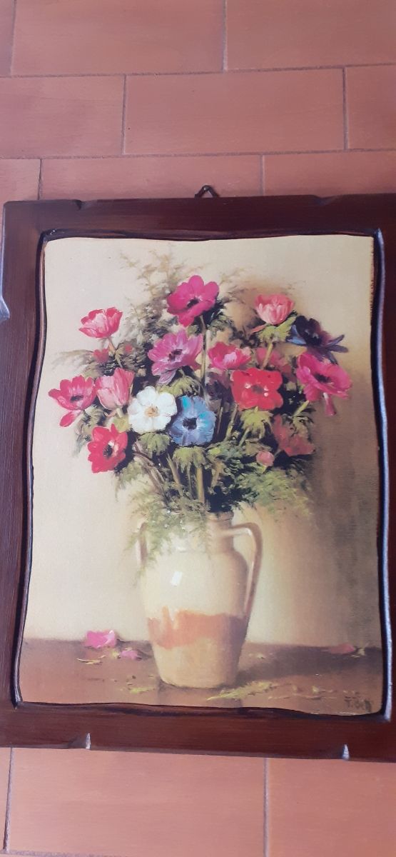 Quadro fiori vintage legno