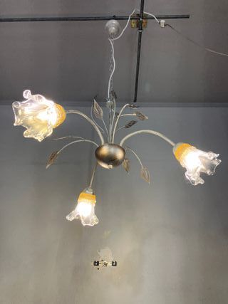Lampadario 3 luci metallo argento/oro