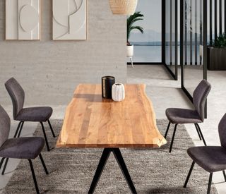 Mesas de madera macizas - patas de hierro forjado 