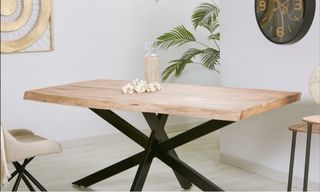 Mesas de madera macizas - patas de hierro forjado 
