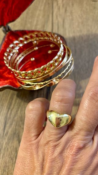 Pulseras doradas y anillo | Juego 6 piezas