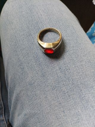 Anillo plata rojo