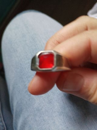 Anillo plata rojo