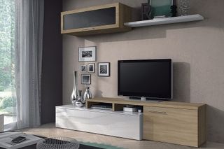 Vitrina horitzontal + estant (Roure i Blanc)