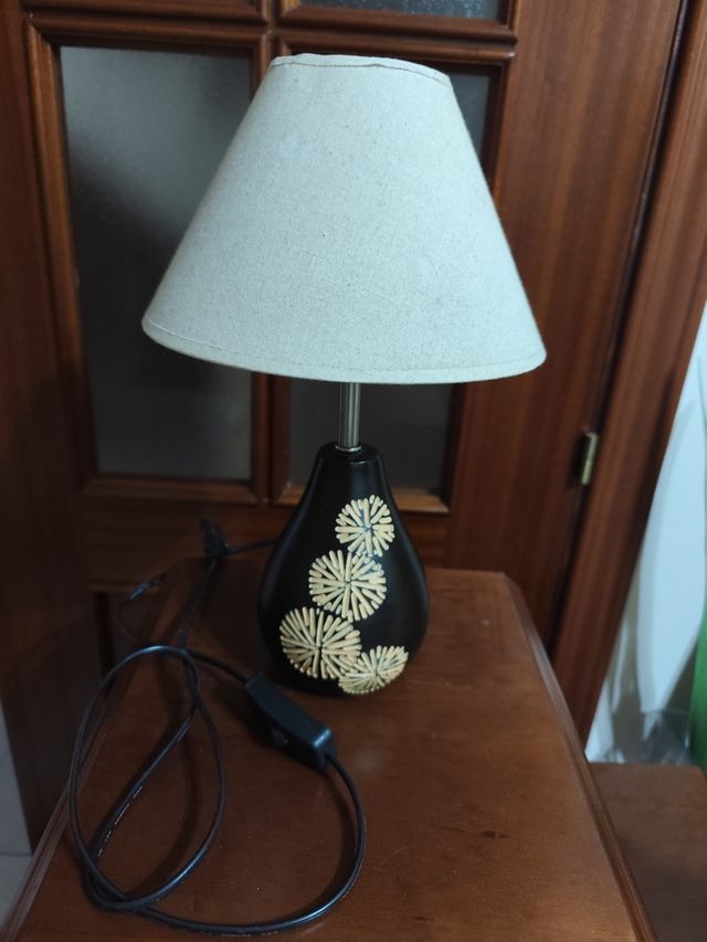 Lampara sobremesa cerámica marrón chocolate