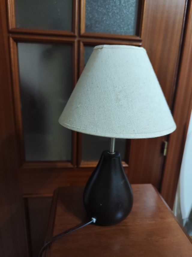 Lampara sobremesa cerámica marrón chocolate