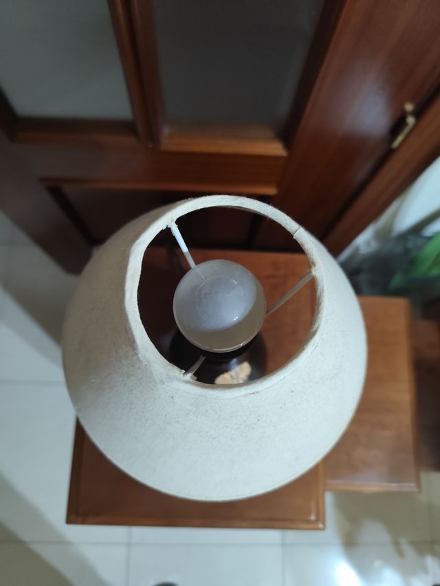 Lampara sobremesa cerámica marrón chocolate