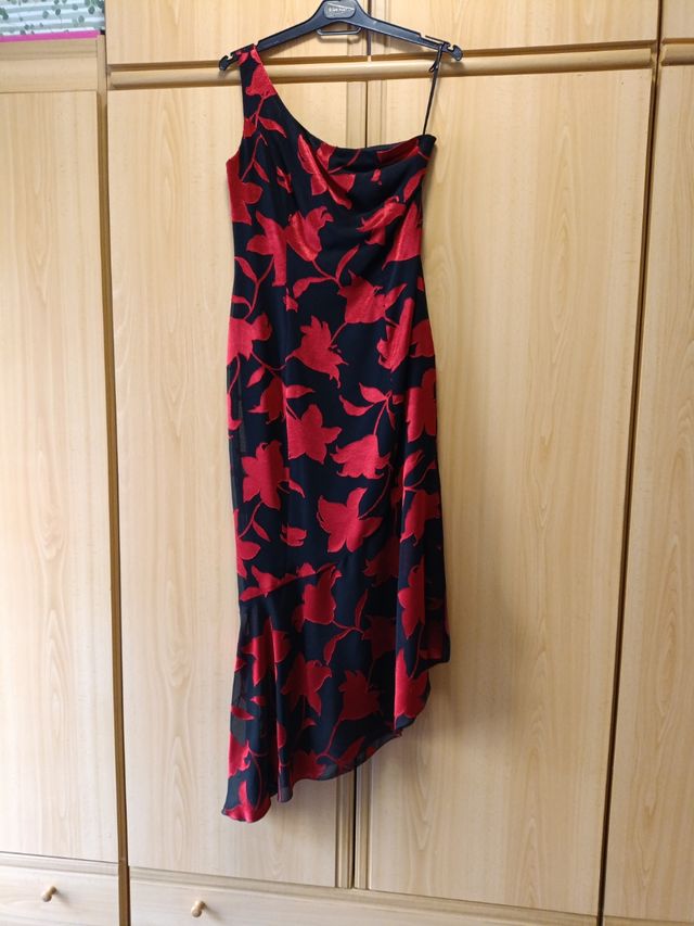 Vestido fiesta rojo-negro