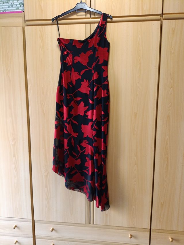 Vestido fiesta rojo-negro