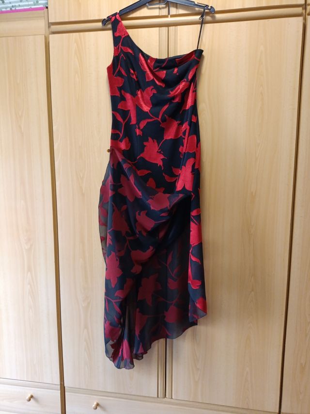 Vestido fiesta rojo-negro