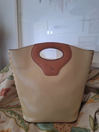Bolso Petusco crema - Asa cuero