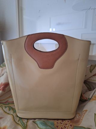 Bolso Petusco crema - Asa cuero