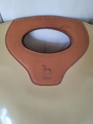 Bolso Petusco crema - Asa cuero