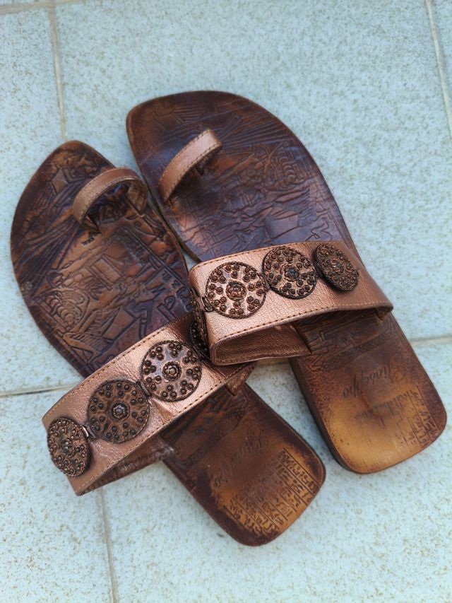 Sandalias mujer marrón metalizado