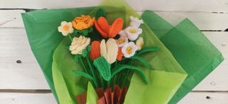 Ramo flores amigurumi crochet hecho a mano