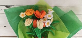 Ramo flores amigurumi crochet hecho a mano