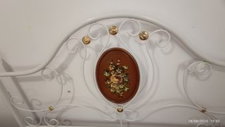 Cabecero cama 135cm blanco-dorado