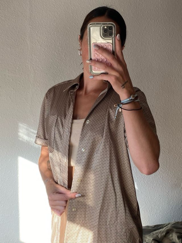 Camisa marrón vintage manga corta