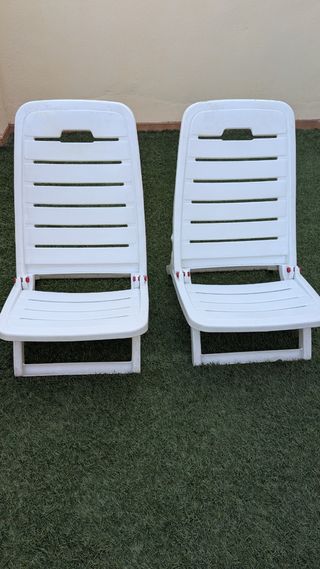 2 Sillas playa plegables blancas
