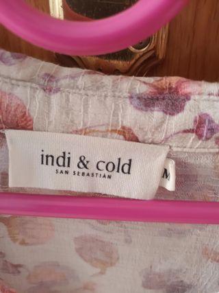 Camisa Indi&Cold beige estampada,nueva