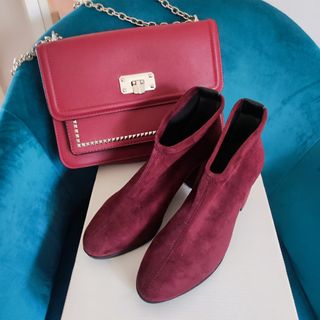 Botines y bolso granate| Talla 36