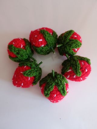 6 Fresas Crochet Gigantes