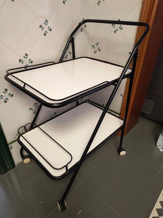 Carrito camarera vintage blanco y negro