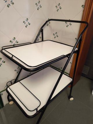 Carrito camarera vintage blanco y negro