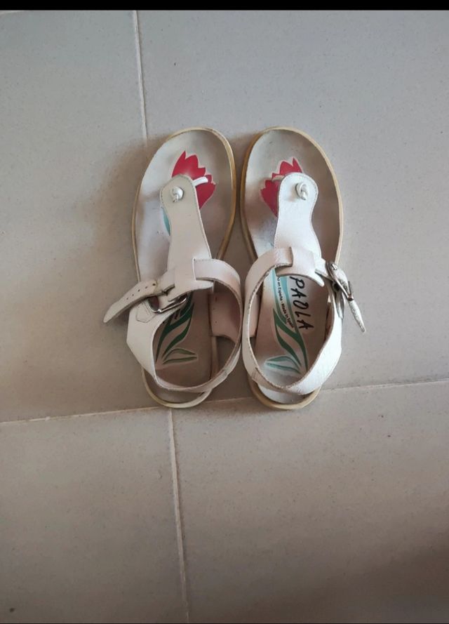 Sandalias piel blancas mujer