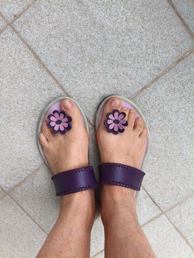 Sandalias mujer piel -moradas-rosa