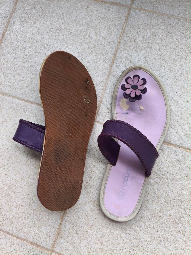 Sandalias mujer piel -moradas-rosa