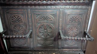 Paragüero antiguo madera castaño 
tallado.