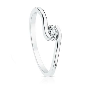 Anillo solitario oro 18 KT con diamante 0.10qt