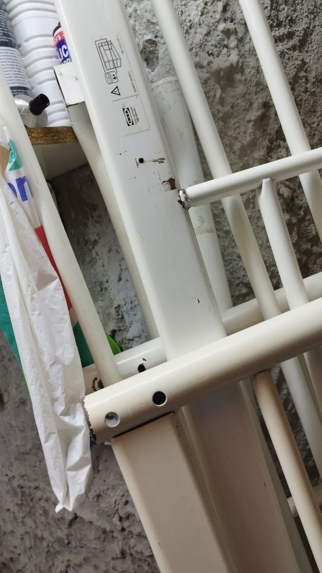 Cama alta blanca metalica matrimonio Ikea 140*190