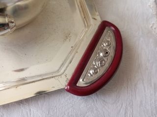 Bomboniera vintage metallo rosso argento