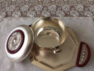 Bomboniera vintage metallo rosso argento