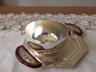 Bomboniera vintage metallo rosso argento