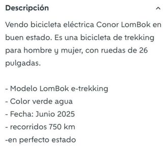 Bicicleta eléctrica Conor LomBok casi nueva! GANGA