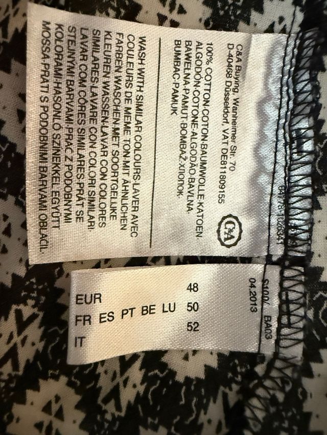 Blusa negra y blanca T48 (4XL)