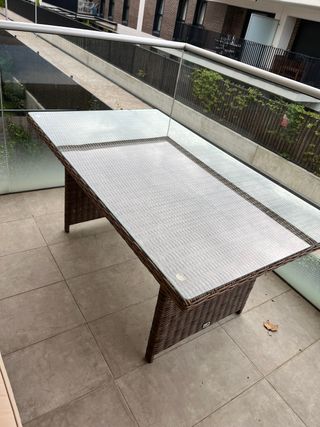 Mesa terraza - ratán y cristal