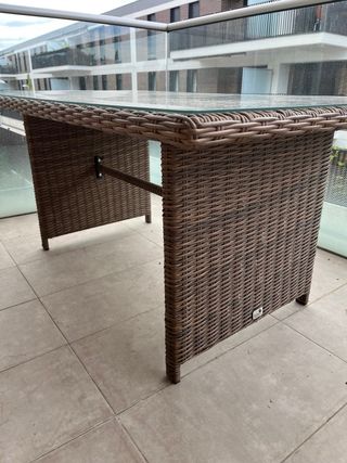 Mesa terraza - ratán y cristal