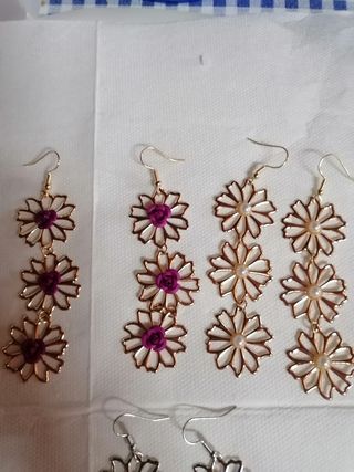 Pendientes Flores Dorado-Morado